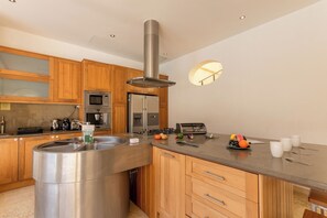 Family House, Multiple Bedrooms (OneFifty Gozitan Villa and Pool) | Private kitchen | Fridge, microwave, oven, stovetop - Onefifty Gozitan Villa and Pool (Xaghra)