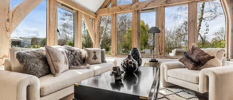 Televisión, chimenea, oficina