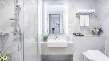 Deluxe Twin Room, 2 Single Beds | Bathroom | Shower, hair dryer, slippers, bidet