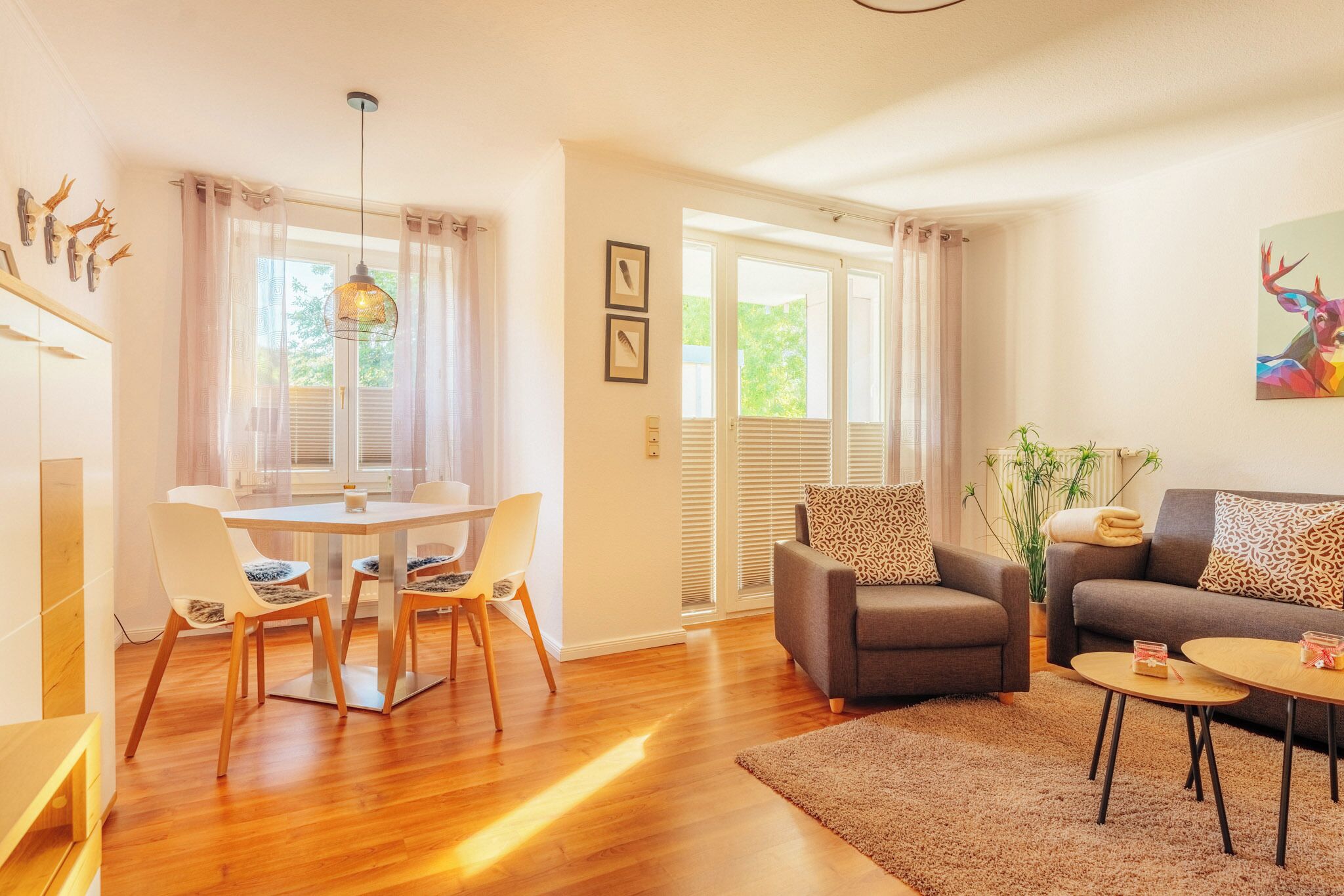 Fernseher, Tischtennisplatte, Bücher