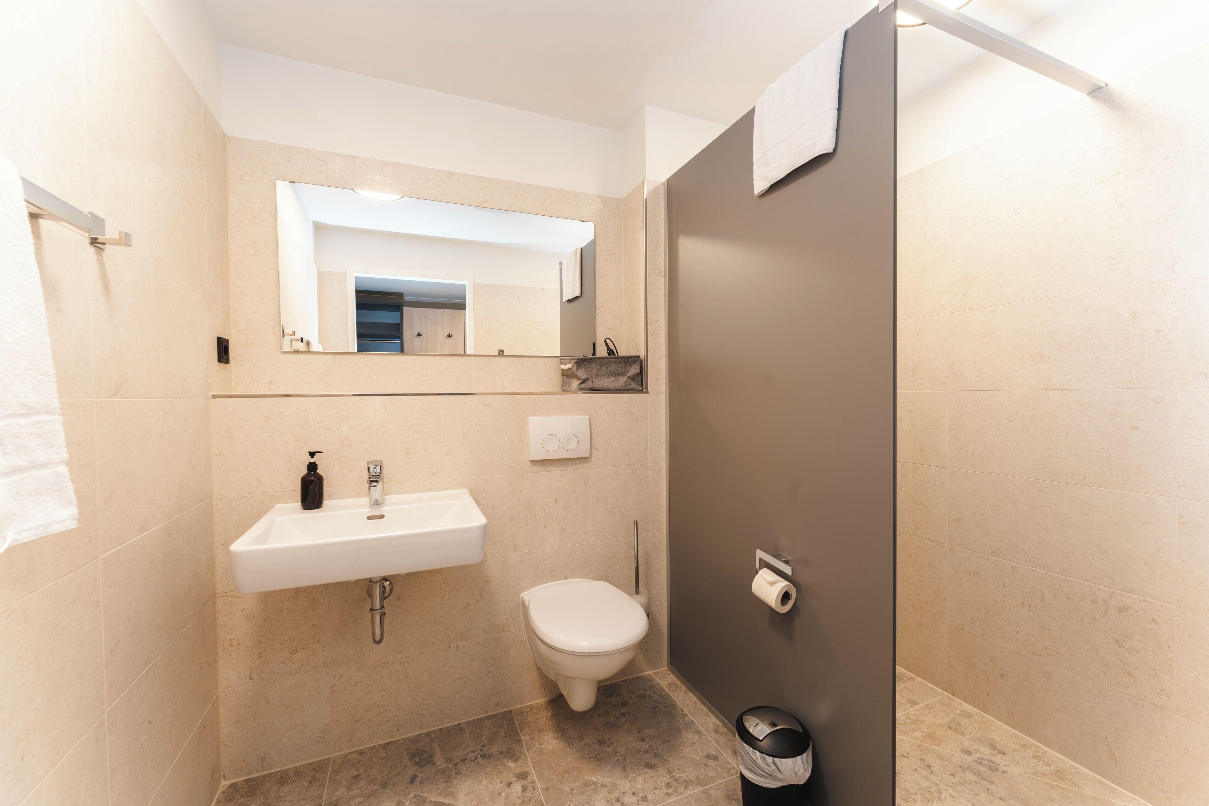 Dusche, Haartrockner, Handtücher