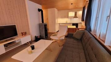 Smart TV, caminetto, impianto stereo