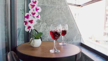 Quarto elite, vista para a cidade | Roupas de cama premium, edredons de pluma