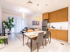 Deluxe Apartment | Living area - Zen Oasis1BR Splendid Creek Side Retreat (Dubai)