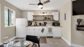 Microwave, stovetop, coffee/tea maker, toaster