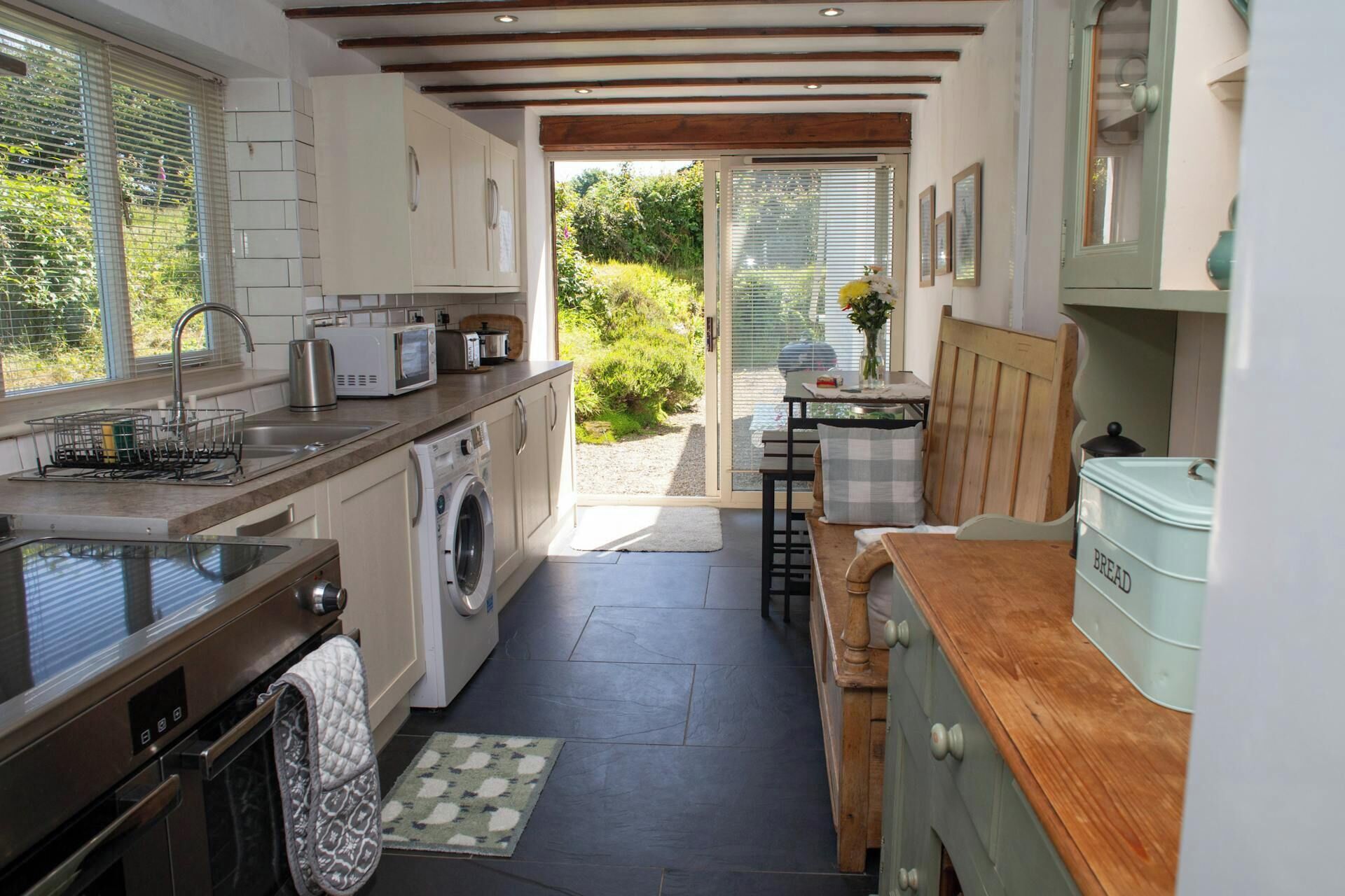 Fridge, microwave, dishwasher, toaster