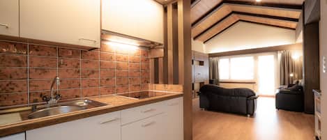 Apartment | Private kitchen | Full-sized fridge, microwave, stovetop, dishwasher