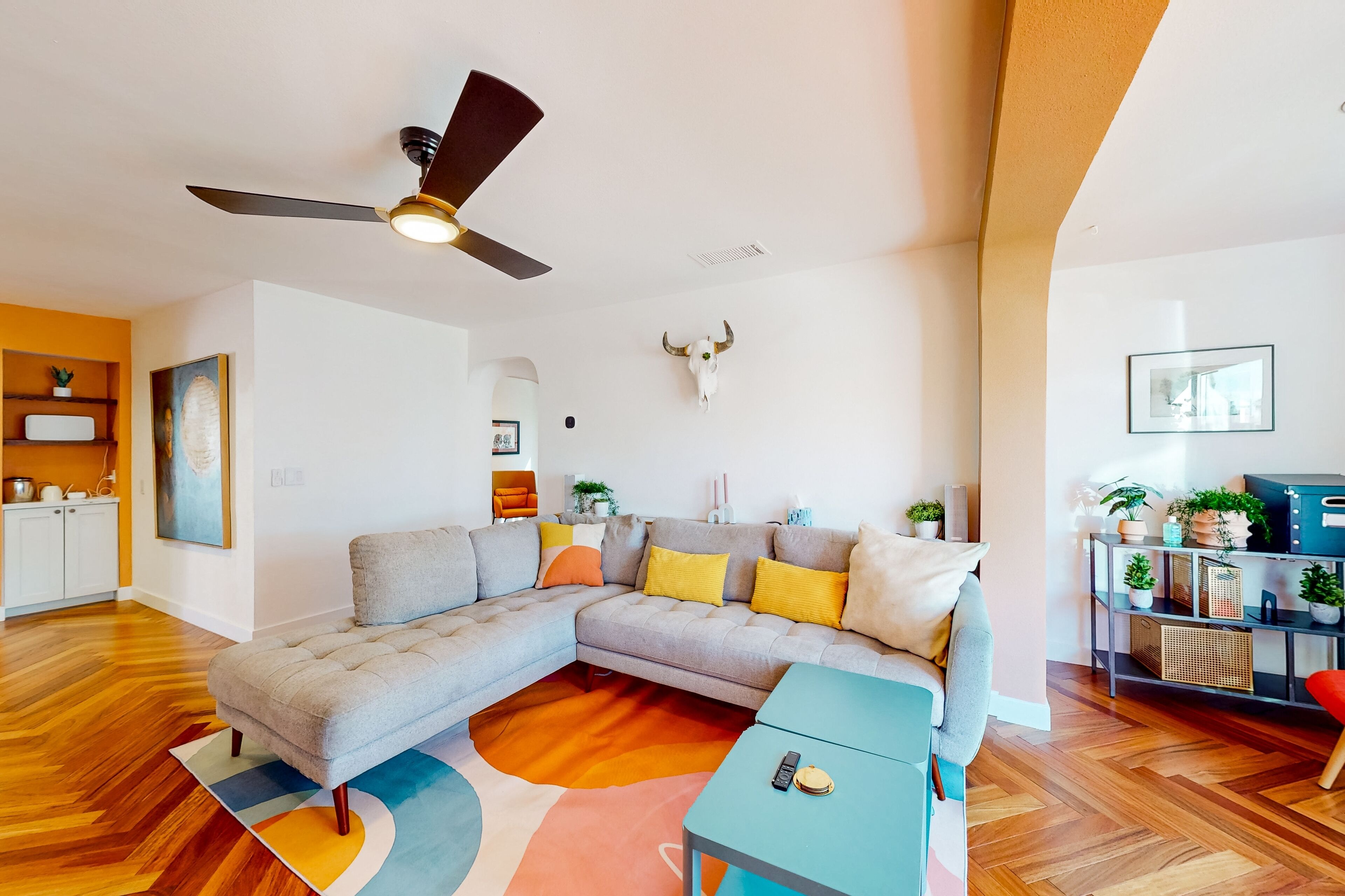 Bright dog-friendly home with large yard, outdoor projector, smart TVs, & W/D