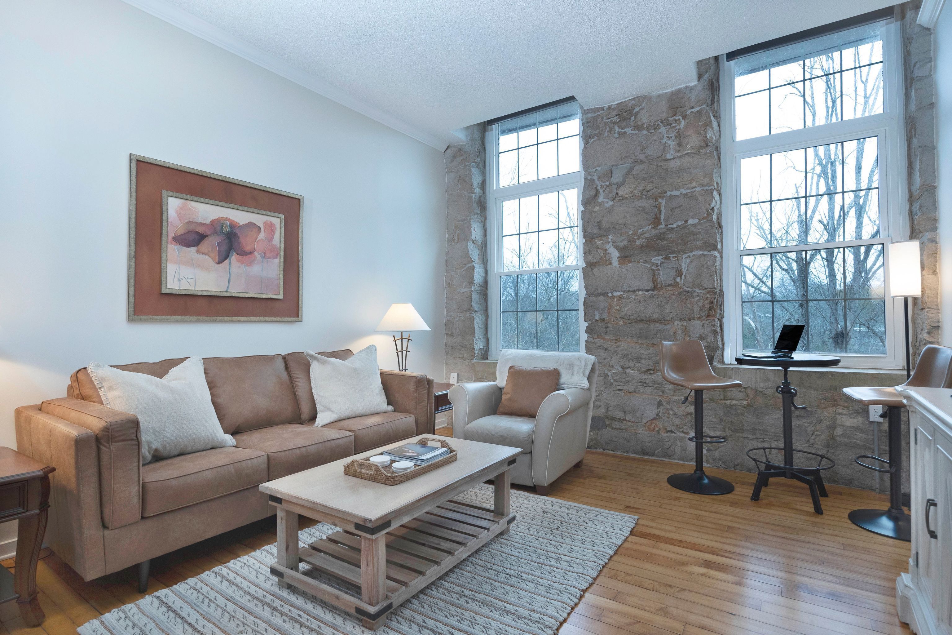 Comfortable living Room with views of the Neuse River