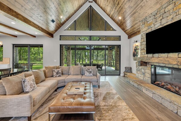 TV connectée, cheminée, jeux vidéo, chaîne hi-fi