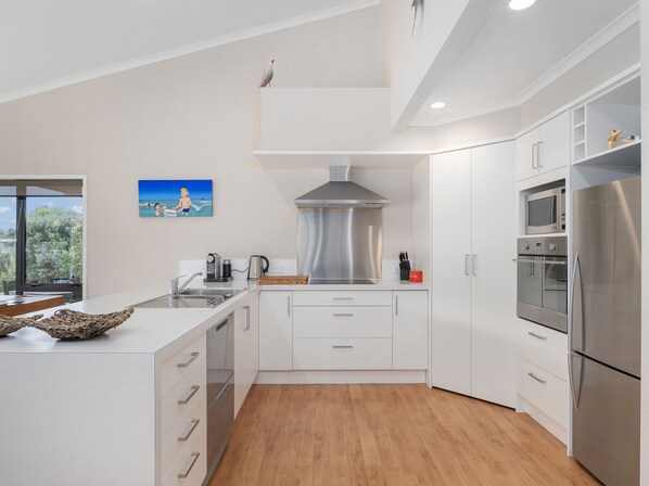 Fridge, microwave, dishwasher, toaster