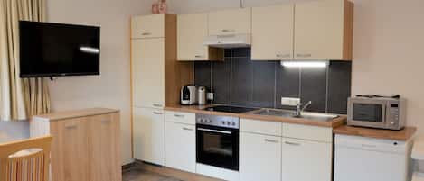 Microwave, oven, dishwasher, high chair