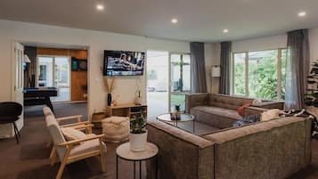 TV, fireplace, video games