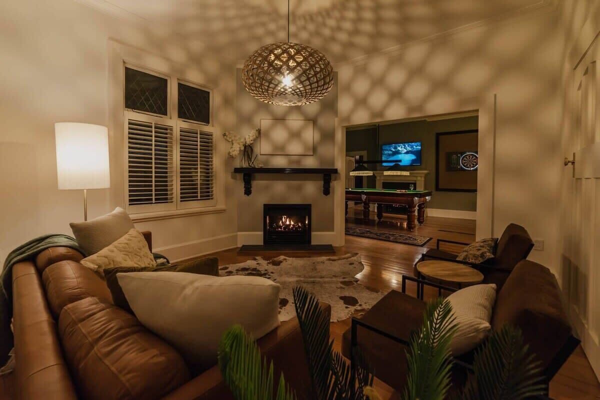 TV, fireplace, video games, books