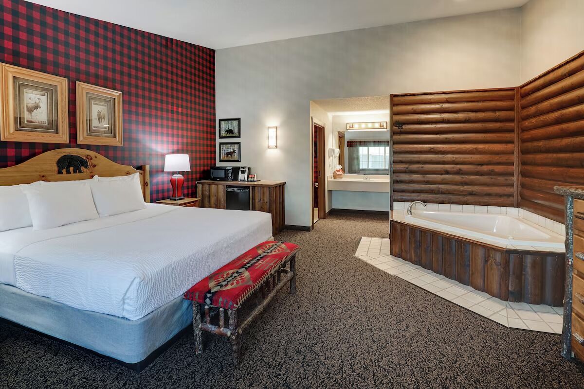 Unwind in a spacious suite with private whirlpool comfort.