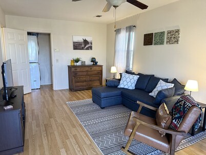 Cozy modern small town apartment pet and child friendly large parking