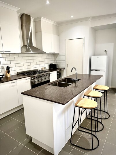 Clean and airy house in a family friendly neighbourhood. Home office available.