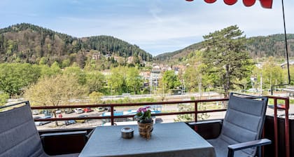 Einzimmerapartment 'Zentrale Ferienwohnung Mit Balkon' mit Bergblick, Garage und WLAN