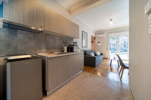 Comfort Apartment, 1 Bedroom, Kitchen | Private kitchen | Full-size fridge, microwave, oven, stovetop
