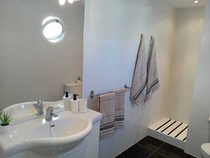 Sèche-cheveux, serviettes fournies, savon, papier toilette