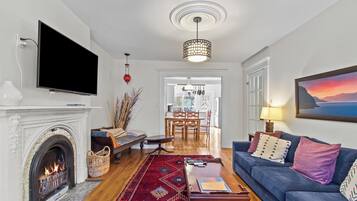 TV, fireplace, offices