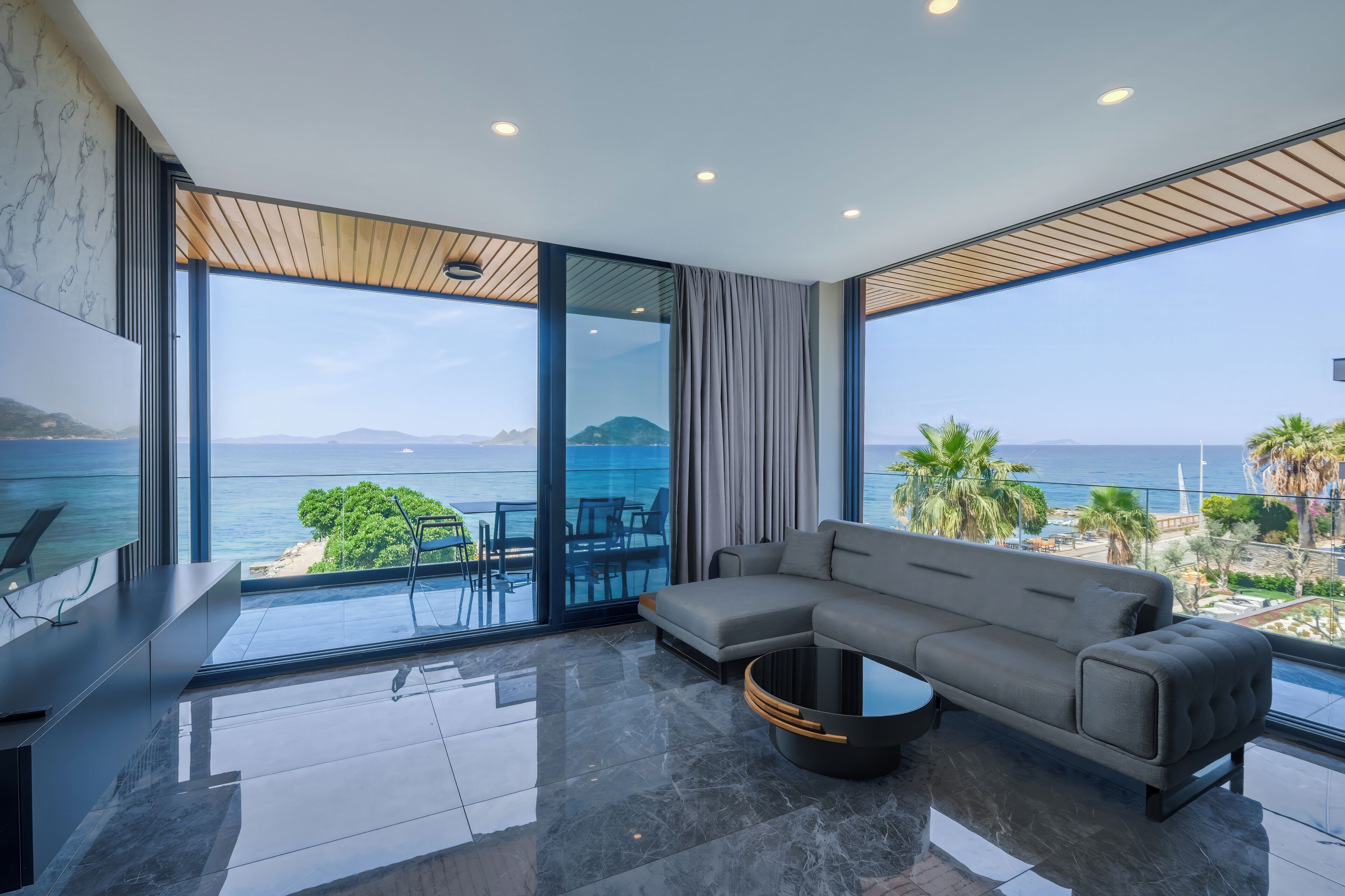 Panoramic-Suite, 2 Schlafzimmer, Meerblick, Strandnähe | Wohnbereich