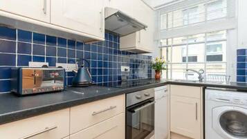 Fridge, microwave, oven, toaster