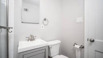 Hair dryer, bidet, towels, soap