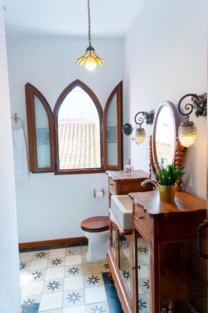 Ducha, secador de pelo, bidé y toallas