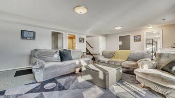 Smart TV, caminetto, libri