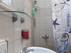 Sèche-cheveux, serviettes fournies, savon, papier toilette