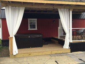 Terrace/patio - River Road Retreat. Cabin minutes away from trails w/ hottub & seasonal pool! (McCarr)