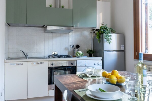 Fridge, oven, stovetop, toaster