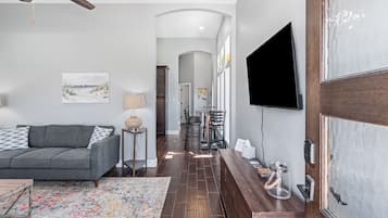 TV connectée, cheminée, jeux vidéo