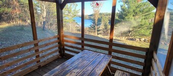 Private lakeview cabin w/gazebo, firepit, beach access, hiking trails, waterfall