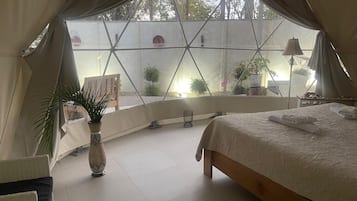 Classic Tent, Patio, Garden View | 1 bedroom, Tempur-Pedic beds, individually decorated, laptop workspace