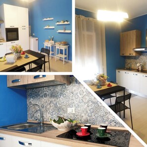 Fridge, oven, stovetop, coffee/tea maker