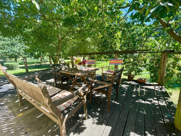 Outdoor dining - Wonderful private villa for 3 people with WIFI, TV and terrace (Wurzen)