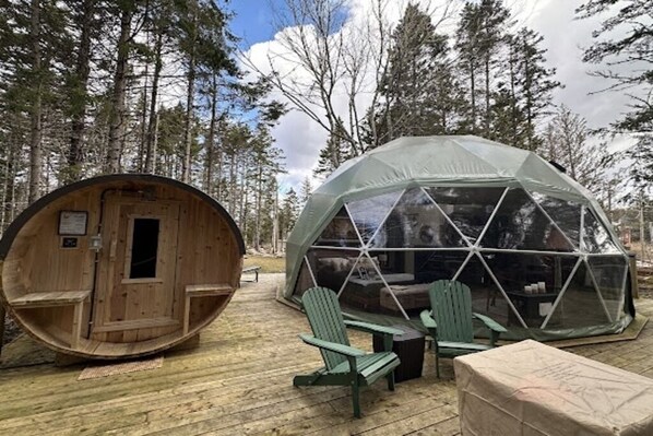 Terrace/patio - Pet-Friendly Glamping Dome close to Peggy’s Cove! (Seabright)