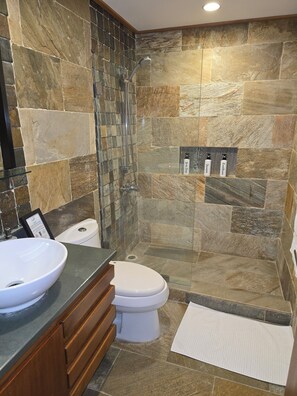 Shower, hair dryer, towels, soap - Best Amazing Direct Ocean Beach Pool Views from Penthouse - Winter Specials (Las Terrenas)