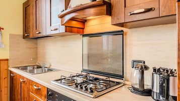 Oven, toaster, dining tables