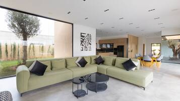 Smart TV, fireplace, ping pong