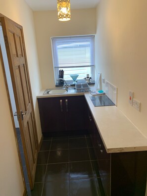 Fridge, microwave, oven, stovetop - Cozy Coastal Apartment in Kilgetty with views (Kilgetty)