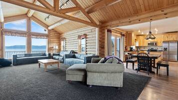 Smart TV, fireplace, video games, foosball