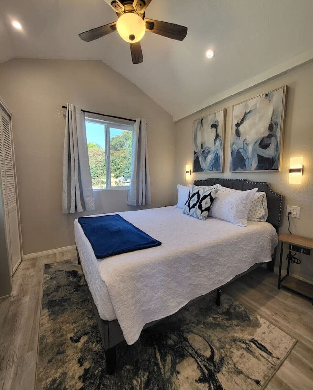1 bedroom, desk, iron/ironing board, travel cot