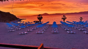 Private beach nearby, sun-loungers, beach umbrellas, beach bar