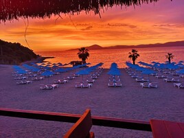 Private beach nearby, sun loungers, beach umbrellas, beach bar