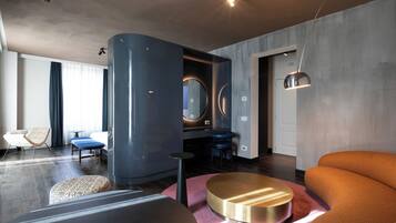 Junior Studio Suite, 1 King Bed, Non Smoking | Living area | 55-inch flat-screen TV with satellite channels