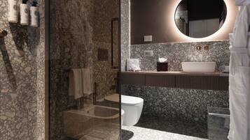 Classic Room | Bathroom | Shower, rainfall showerhead, designer toiletries, hair dryer