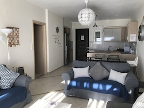 Apartment, 2 Bedrooms, Balcony, Garden View | Living area - Tim's Place apt 10- 5min On Foot From The Beach (Mylopotamos)